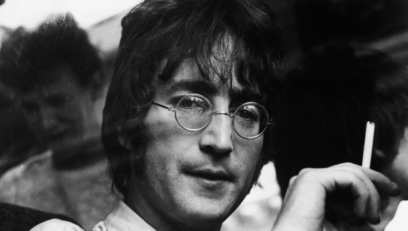 Década de 1970 lentes oscuras John Lennon Popstar Beatles Vestido Elegante Marco Dorado Gafas 
